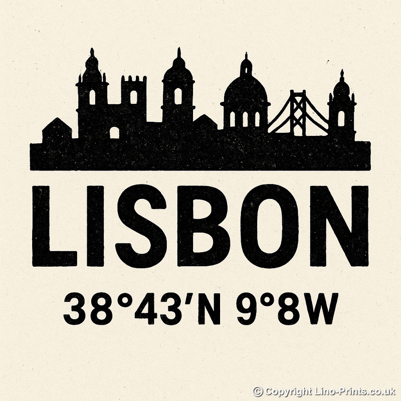 Place Coordinates Linoprint-Style Art (c302)