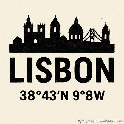 Place Coordinates Linoprint-Style Art (c302)
