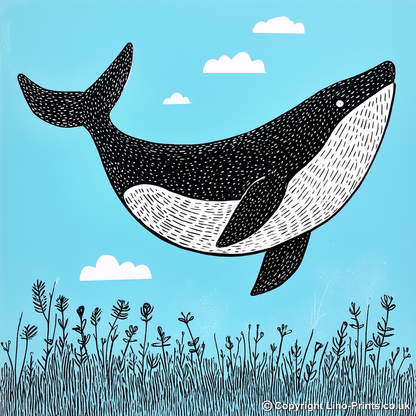 Orca Linoprint-Style Art (762-2)