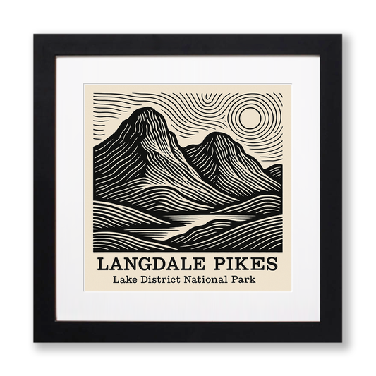 Mountains Linoprint-Style Art (c354)