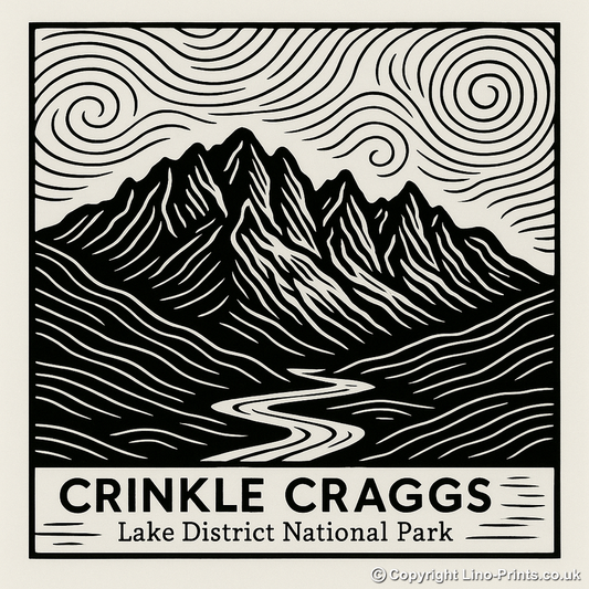 Mountains Linoprint-Style Art (c361)