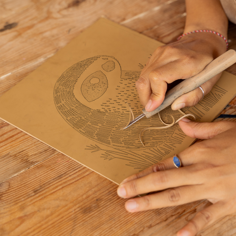 Cute Sloth Linoprint-Style Art (242-1)