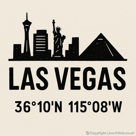 Place Coordinates Linoprint-Style Art (c327)