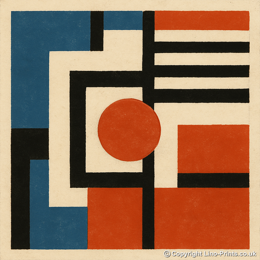 Bauhaus Design Linoprint-Style Art (c408)