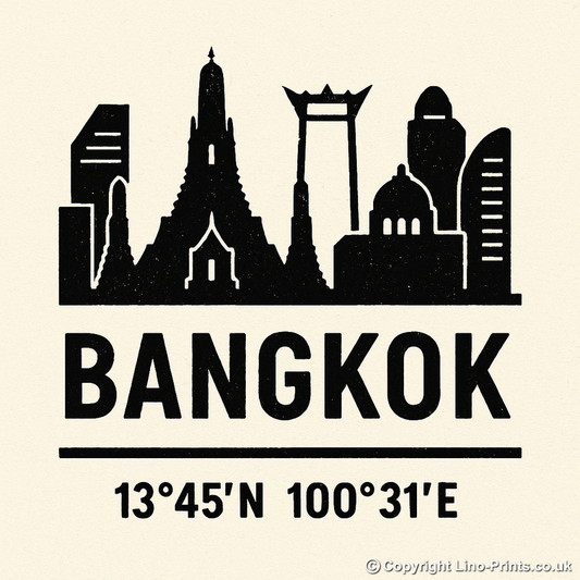 Place Coordinates Linoprint-Style Art (c325)