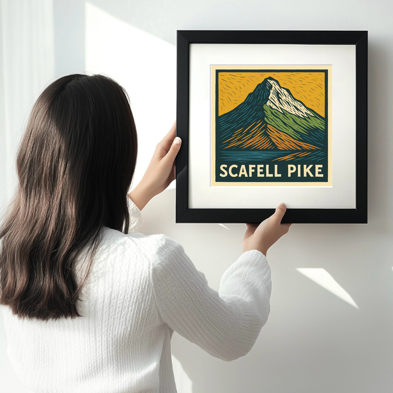 Mountains Linoprint-Style Art (c391)