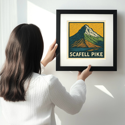 Mountains Linoprint-Style Art (c391)