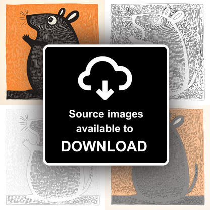 Cute Chinchilla Linoprint-Style Art (212-1)