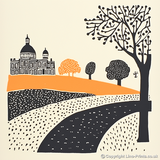 Oxford Radcliffe Camera Linoprint-Style Art (185-1)