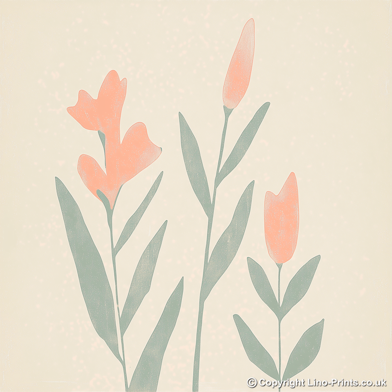 Gladiolus Linoprint-Style Art (1522-1)