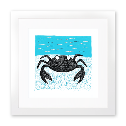 Crab on sand Linoprint-Style Art (711-1)