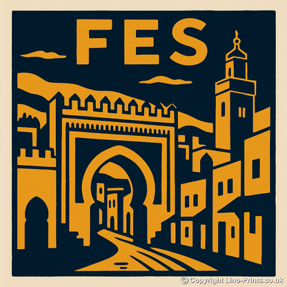 Cities Linoprint-Style Art (c197)