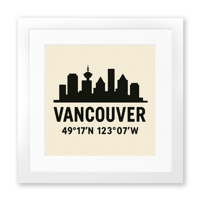 Place Coordinates Linoprint-Style Art (c323)