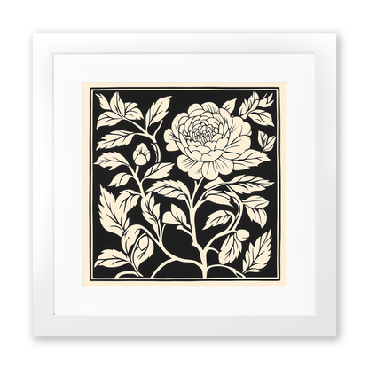Camellia Linoprint-Style Art (1699-1)