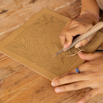Abstract botanical textures Linoprint-Style Art (499-1)