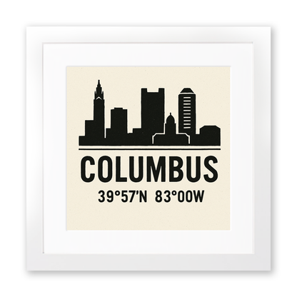 Place Coordinates Linoprint-Style Art (c261)