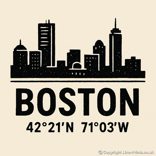 Place Coordinates Linoprint-Style Art (c319)