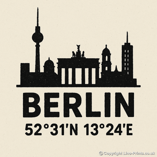 Place Coordinates Linoprint-Style Art (c333)