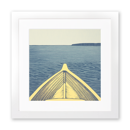 Boat bow cutting through water Linoprint-Style Art (2367-1)