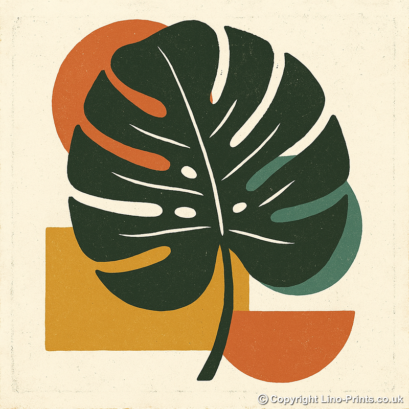 Flowers and Plants Linoprint-Style Art (c518)