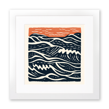 Sand patterns left by the tide Linoprint-Style Art (2025-1)