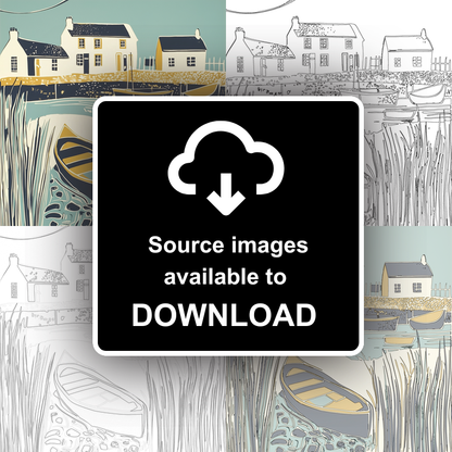 Boats moored at Potter Heigham Linoprint-Style Art (1861-1)
