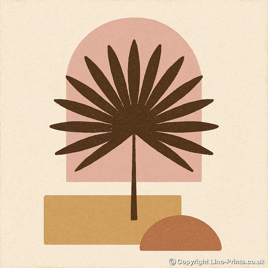 Flowers and Plants Linoprint-Style Art (c492)