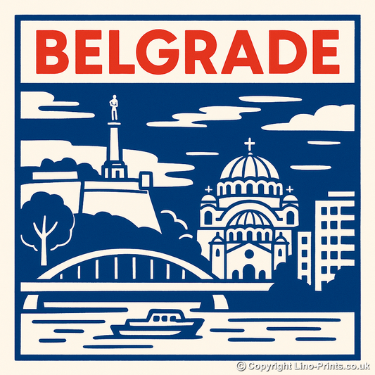 Cities Linoprint-Style Art (c236)