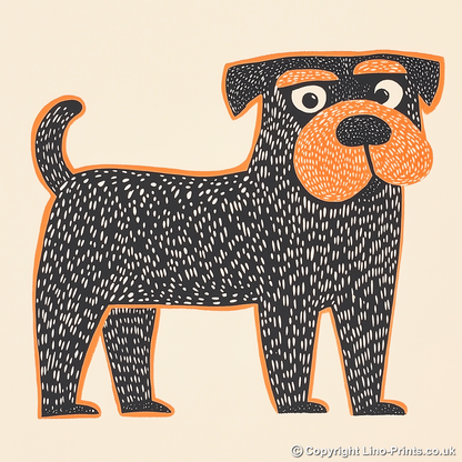 Boxer Linoprint-Style Art (1453-1)