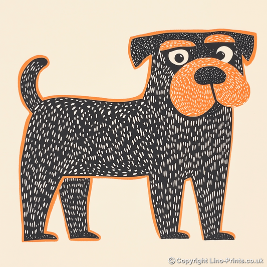 Boxer Linoprint-Style Art (1453-1)