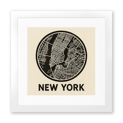 Maps Linoprint-Style Art (c27)