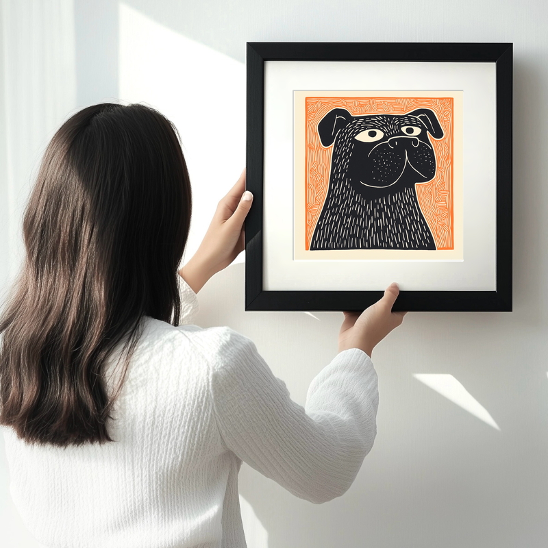 Bulldog Linoprint-Style Art (1454-1)
