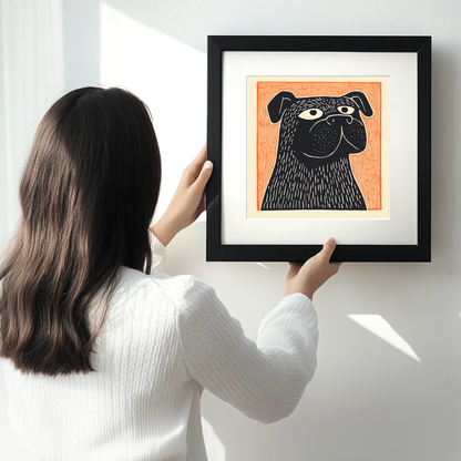 Bulldog Linoprint-Style Art (1454-1)