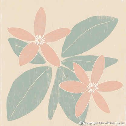 Passionflower Linoprint-Style Art (1536-1)