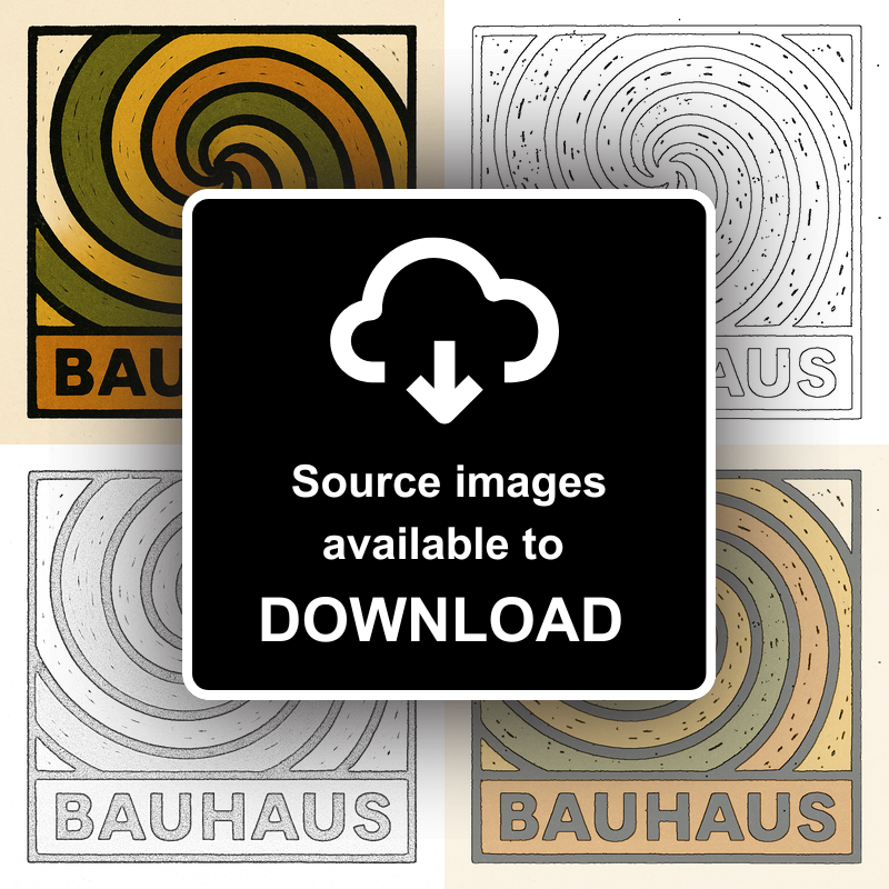 Bauhaus Design Linoprint-Style Art (c418)
