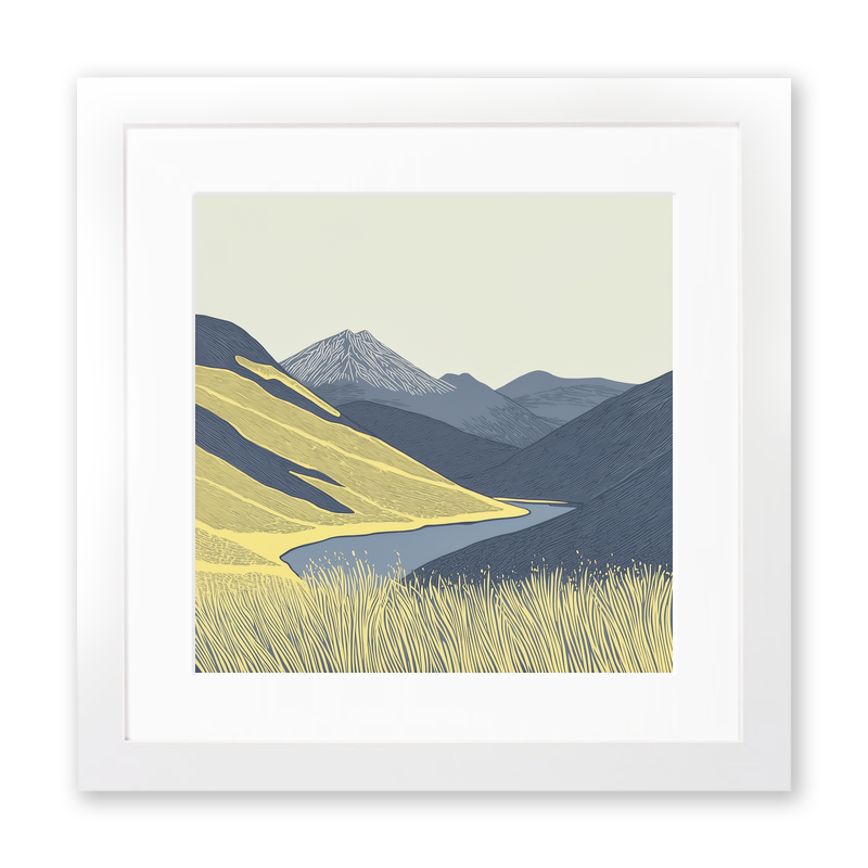Grisedale Pike in the Lake District Linoprint-Style Art (2439-1)