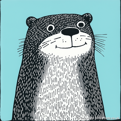 Cute Otter Linoprint-Style Art (633-1)