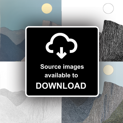 Craggy outcrop silhouette Linoprint-Style Art (2396-1)