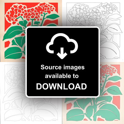 Lantana Linoprint-Style Art (1658-1)