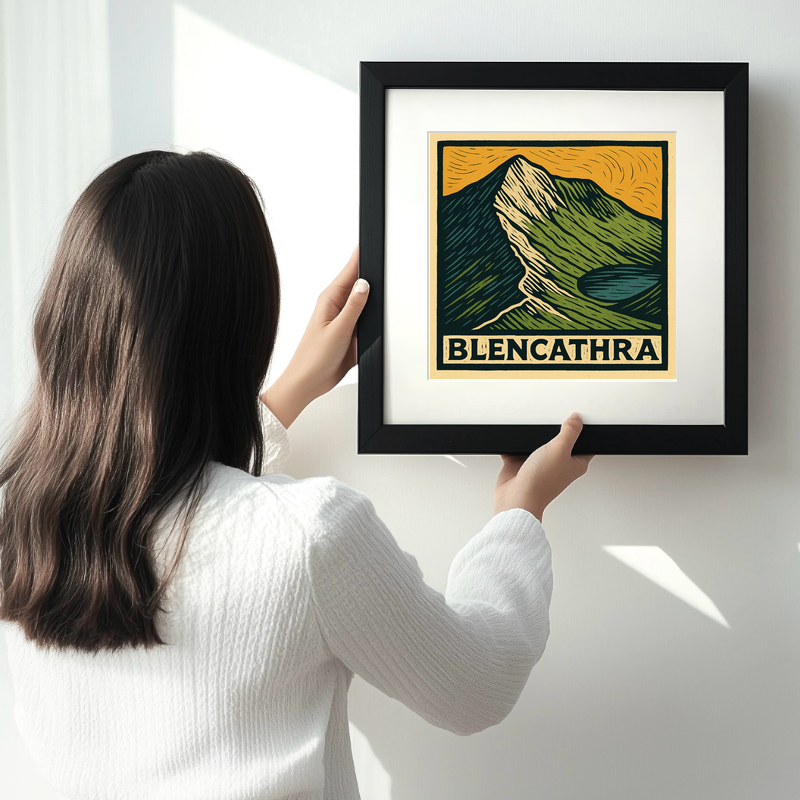 Mountains Linoprint-Style Art (c393)