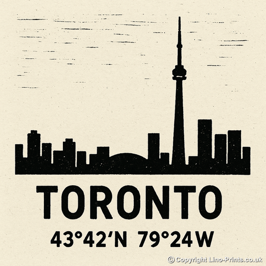 Place Coordinates Linoprint-Style Art (c340)
