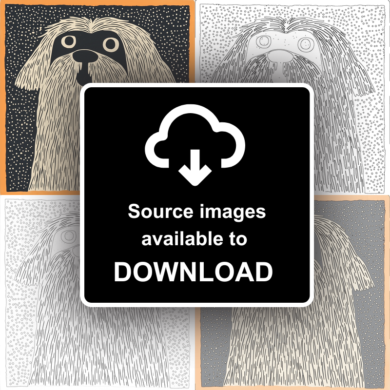Lhasa Apso Linoprint-Style Art (1475-1)