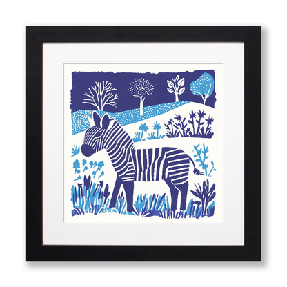 Cute Zebra Foal   Linoprint-Style Art (938-1)