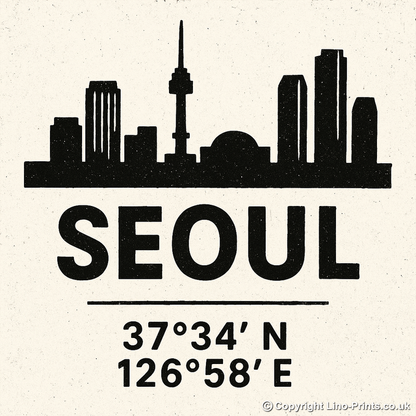 Place Coordinates Linoprint-Style Art (c326)