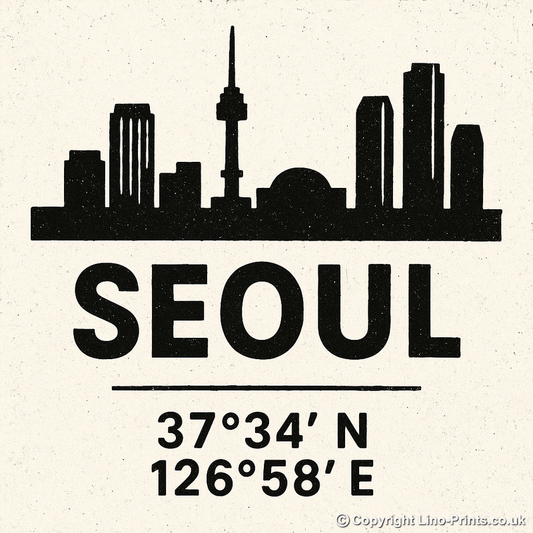 Place Coordinates Linoprint-Style Art (c326)