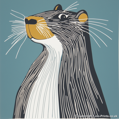 Cute Capybara   Linoprint-Style Art (1195-1)