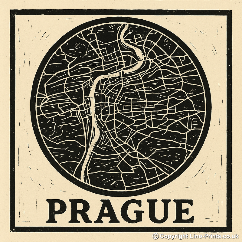 Maps Linoprint-Style Art (c26)