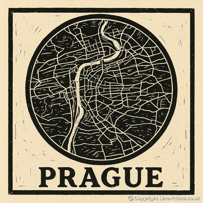 Maps Linoprint-Style Art (c26)