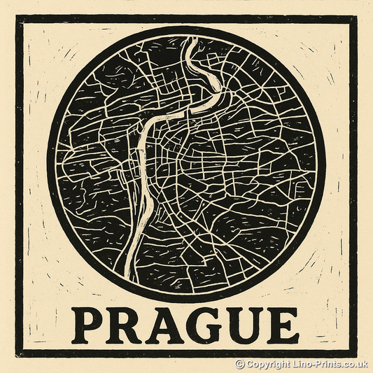 Maps Linoprint-Style Art (c26)