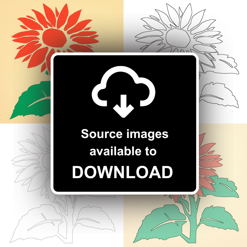 Sunflower Linoprint-Style Art (1681-1)